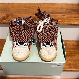 Lanvin Stylish Snake Print High-Top Sneakers